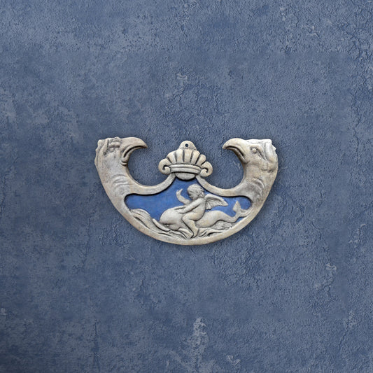 Oscillum - scultura in terracotta dipinta in blu