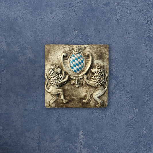 Bavarian baroque lions holding a shield