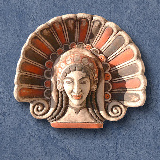 Antefissa con Testa di  Menade, terracotta dipinta