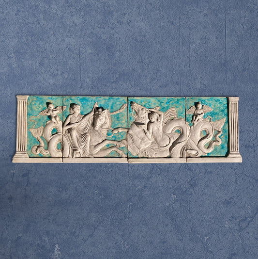 Nereidi. Fregio in ceramica dipinta a smalto