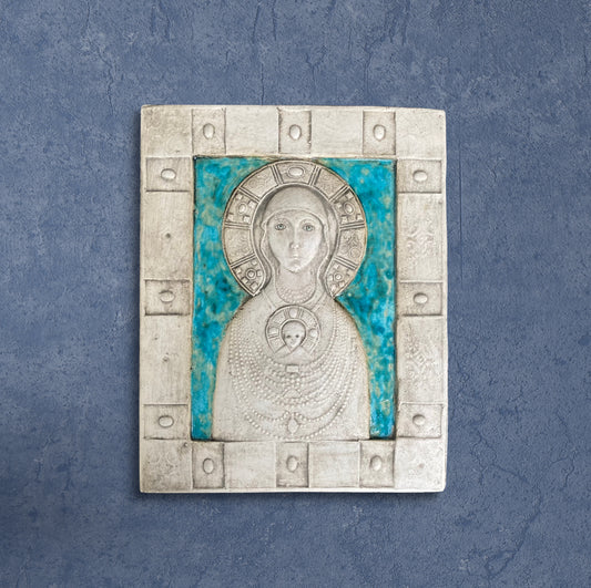 Madonna Nikopeja, ceramica dipinta a smalto