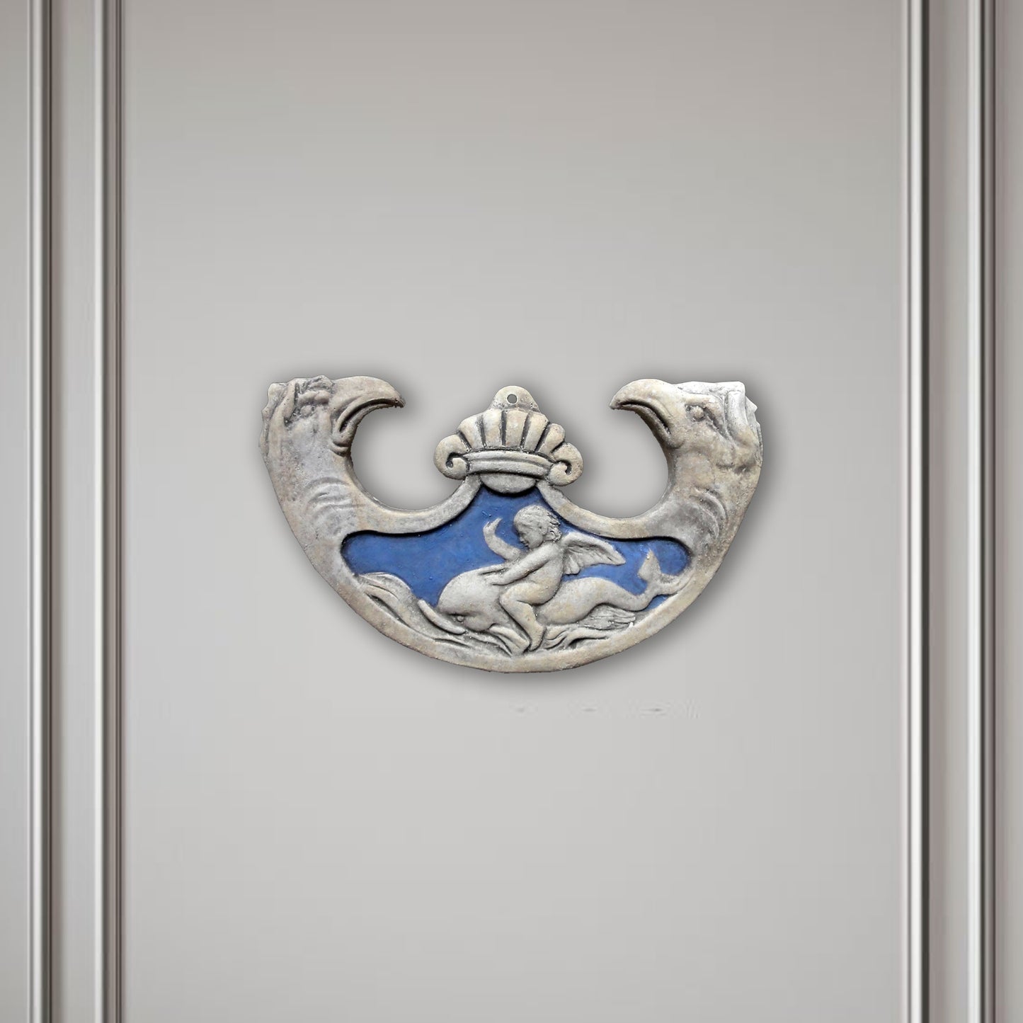 Oscillum - scultura in terracotta dipinta in blu