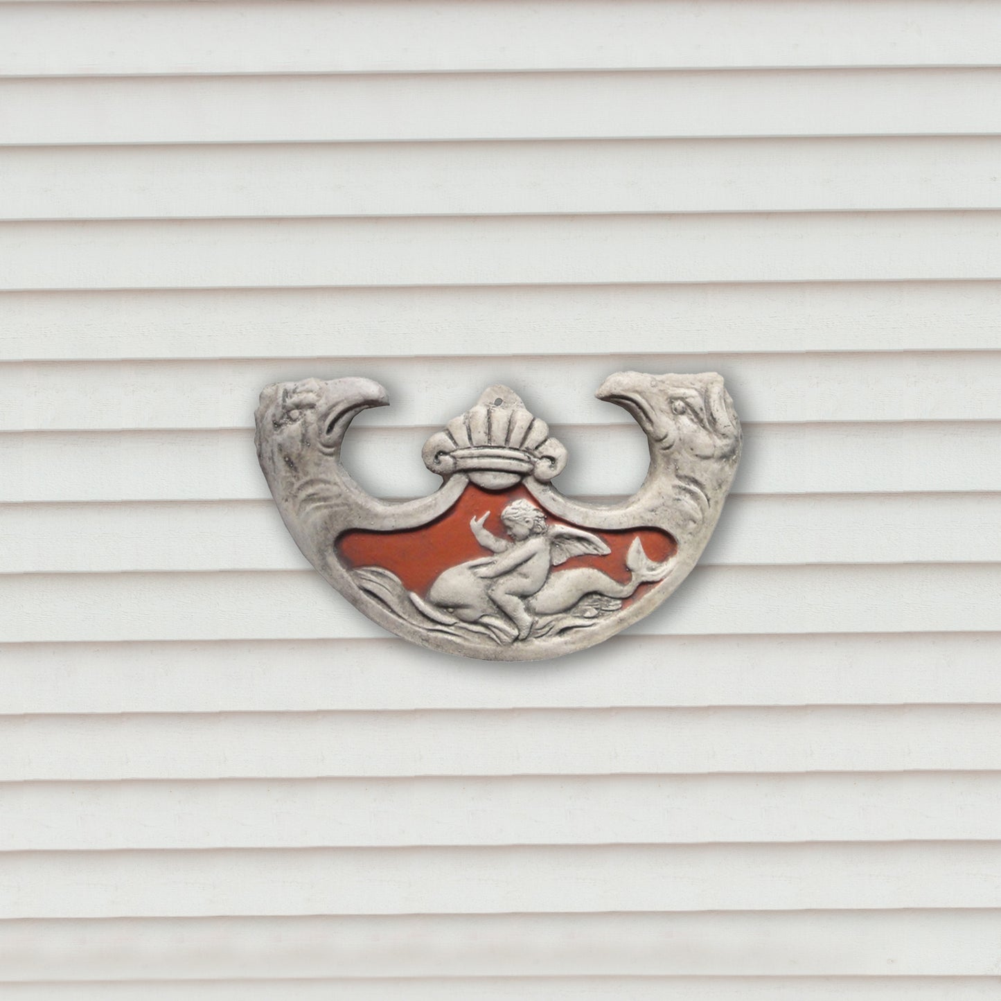 Oscillum, scultura in terracotta dipinta in rosso