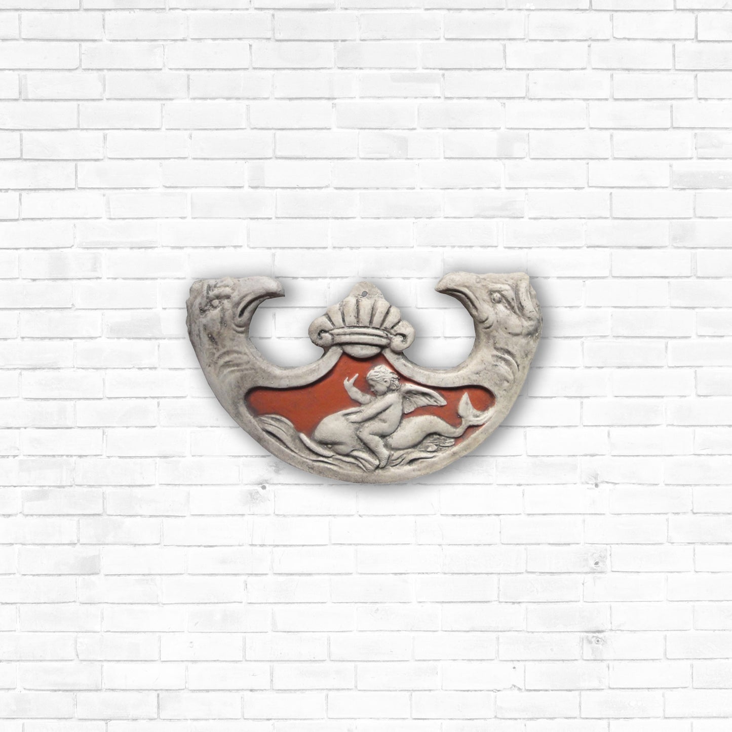Oscillum, scultura in terracotta dipinta in rosso