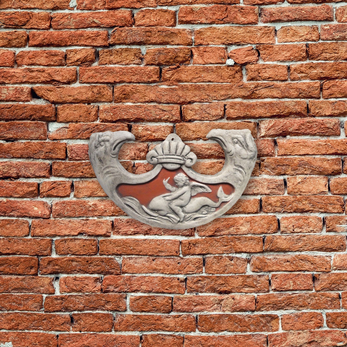 Oscillum, scultura in terracotta dipinta in rosso