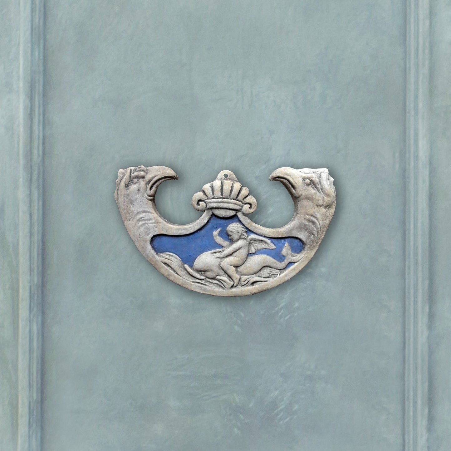 Oscillum - scultura in terracotta dipinta in blu