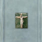 Crocefisso, scultura in ceramica dipinta e dorata