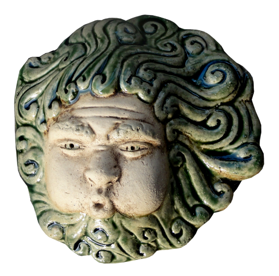 Piccolo Eolo, scultura in ceramica dipinta
