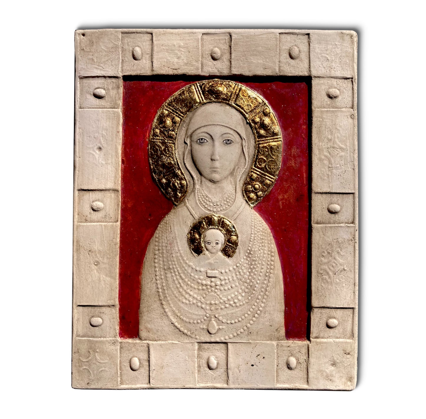 Madonna Nikopeja, painted and gilded bas-relief