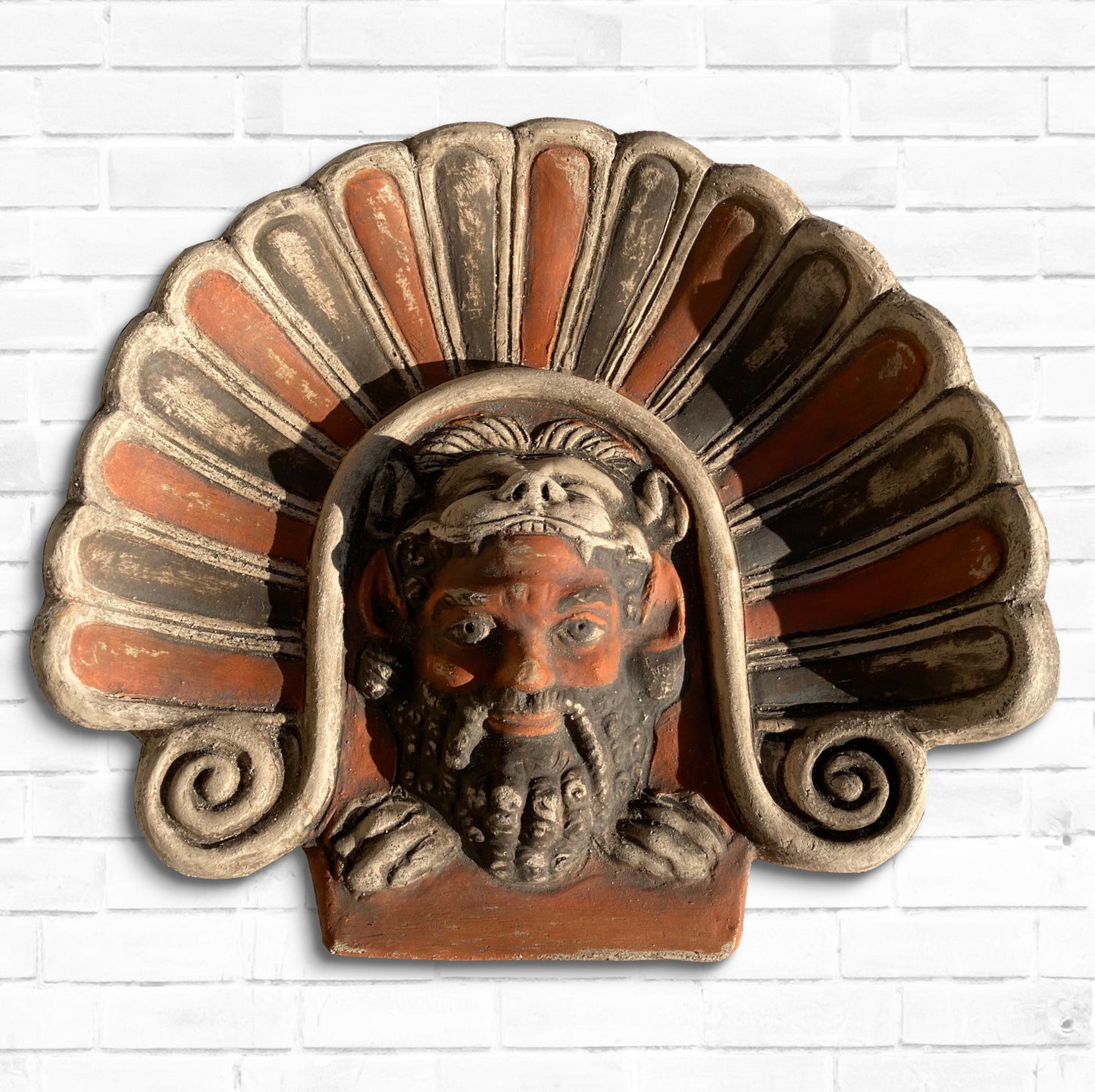 Antefix with Silenus, Painted sculpture