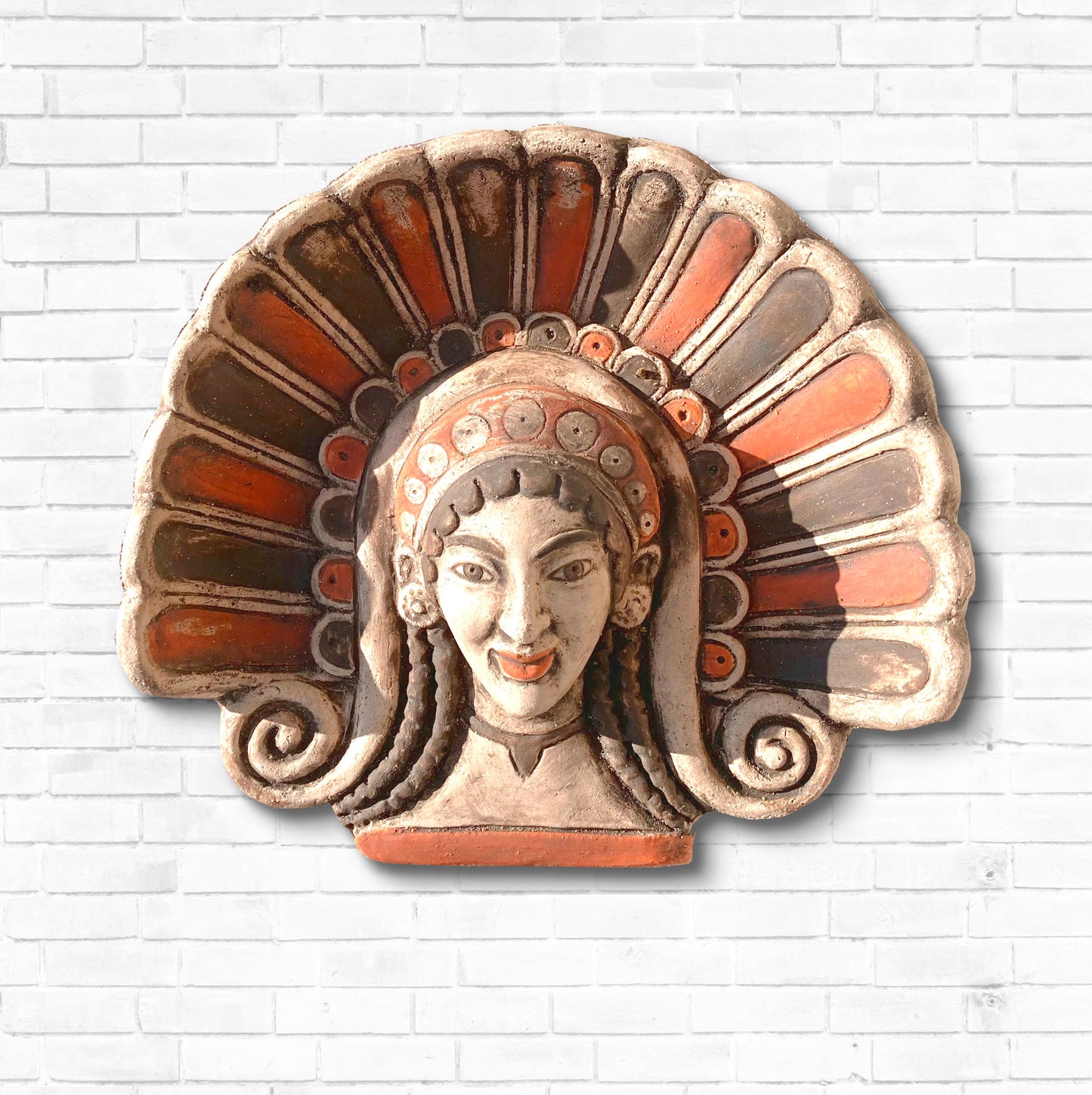 Antefissa con Testa di  Menade, terracotta dipinta