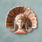 Antefissa con Testa di  Menade, terracotta dipinta
