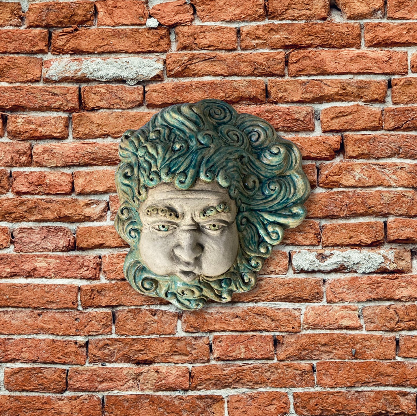 Aeolus, God of the Winds, Painted Sculpture in Ceramic