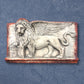Leone di San Marco Andante Grande, con Libro. Scultura in Terracotta