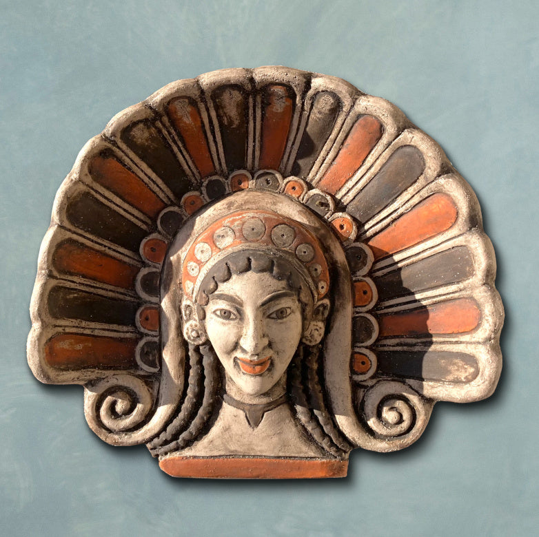 Antefix with a Menaed, Painted Sculpture
