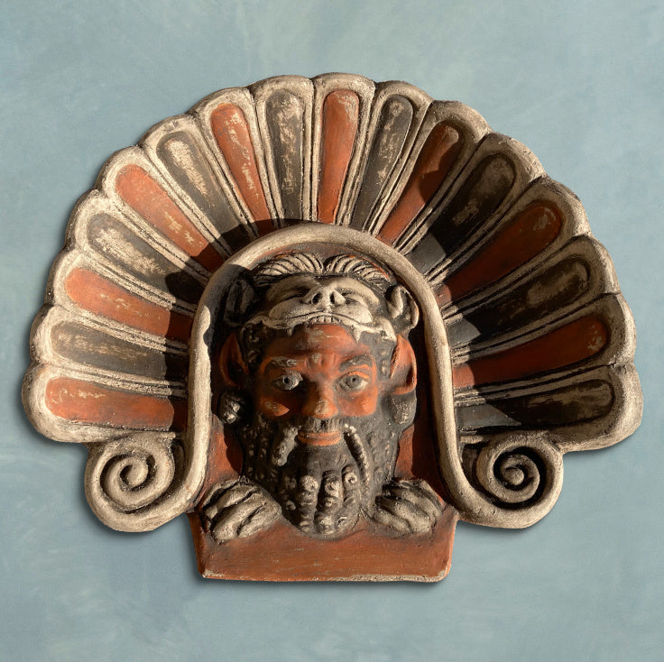 Antefix with Silenus, Painted sculpture